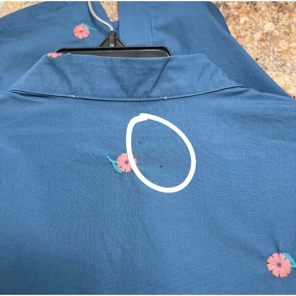 Mare Mare by Antropologie Puff-Sleeve Embroidered Blouse in Blue Size S - Picture 11 of 12